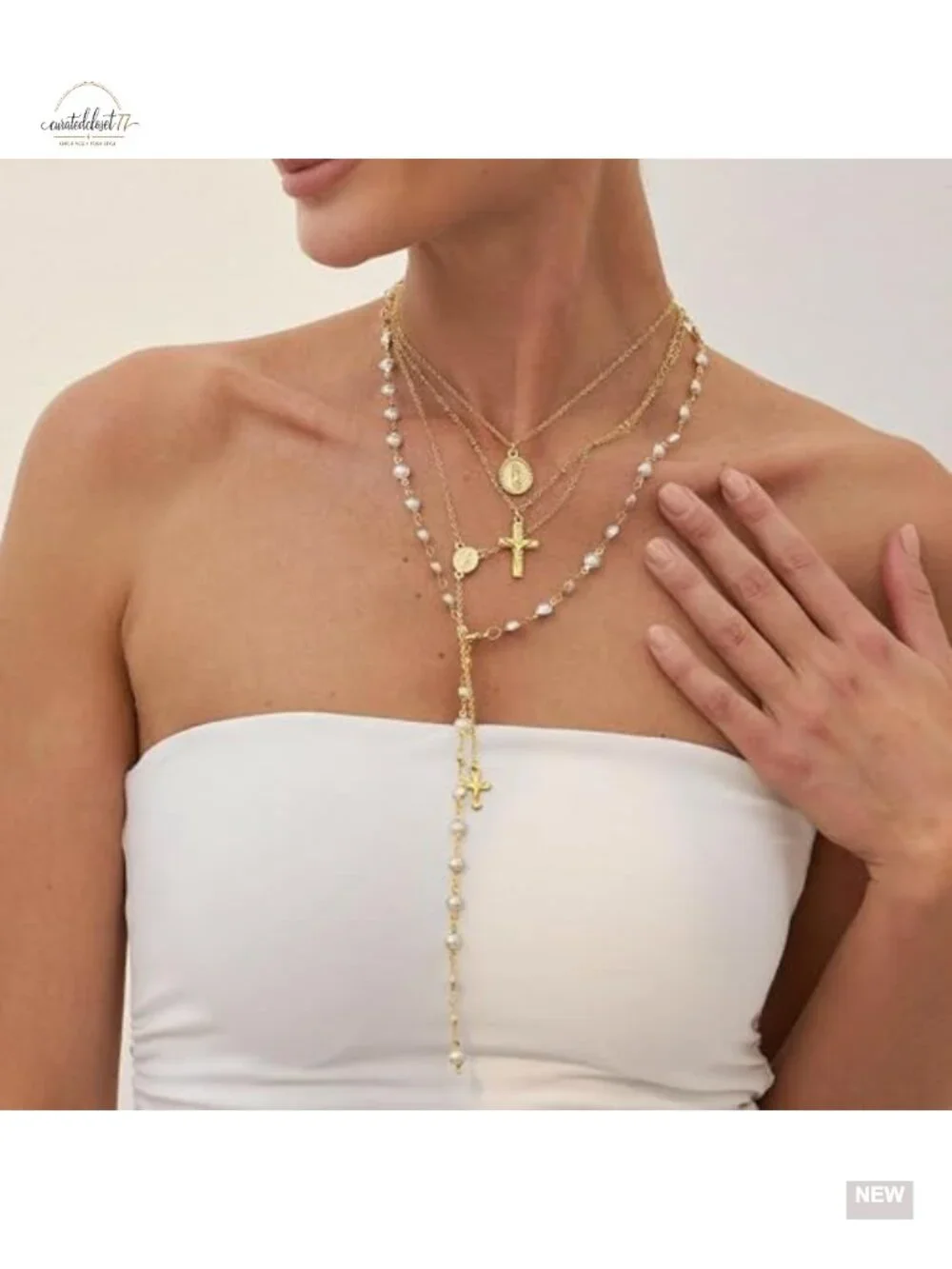 Layered Dainty Drop Y Shaped Pendant Necklace Set